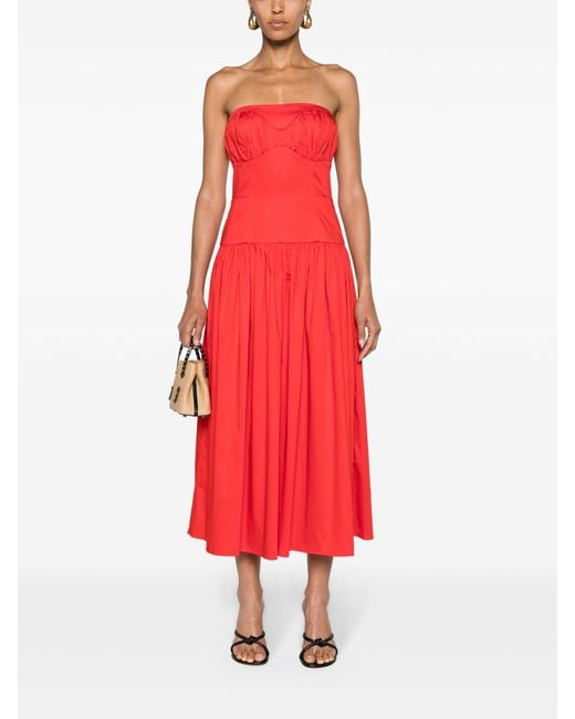 TOVE Red Cardinal Stretch Cotton Strapless Dress - Women's - Elastane/cotton