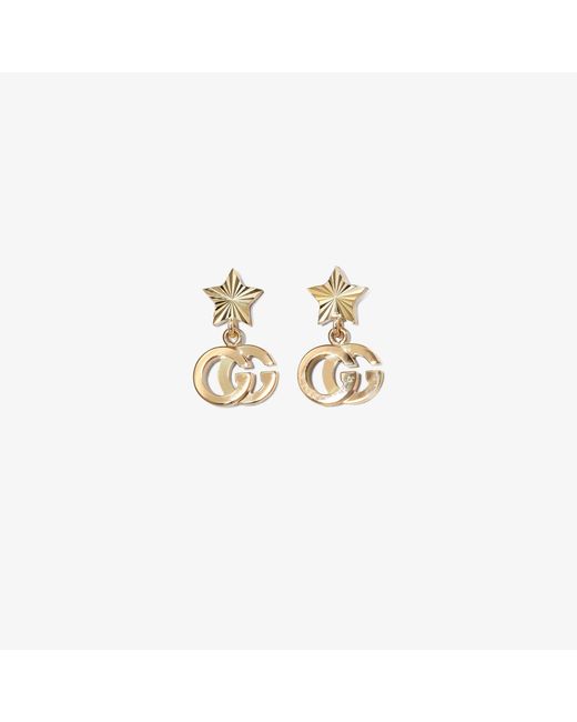 Gucci Metallic 18k Yellow Gold Running GG Star Earrings