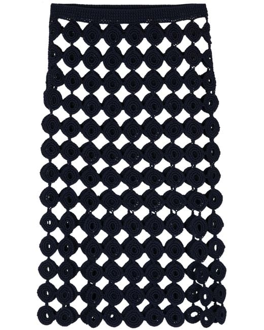 Wales Bonner Blue Stanza Crochet Skirt - Women's - Cotton