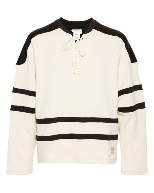 Nike Natural Ecru White And Brown Panelled Jumper - Men's - Cotton/wool/nylon for men