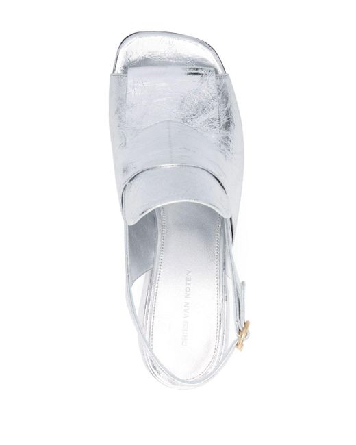 Dries Van Noten White Metallic Leather Sandals - Women's - Calf Leather/rubber