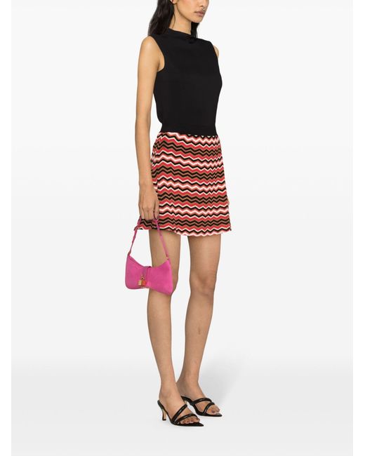 Missoni Red Zigzag-woven A-line Miniskirt