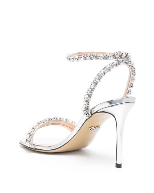 Mach & Mach White Audrey 95mm Crystal-embellished Sandals