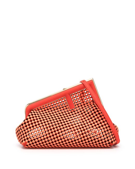 Fendi Red First Small Leather Clutch Bag