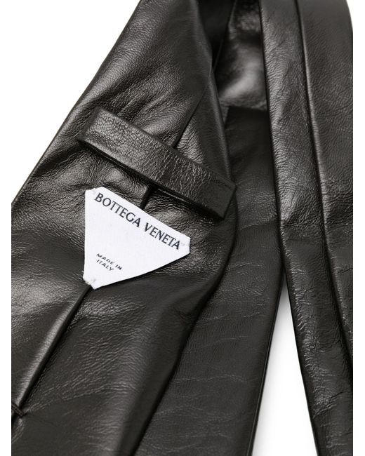 Bottega Veneta Gray Kale Leather Necktie - Men's - Viscose/lamb Skin for men