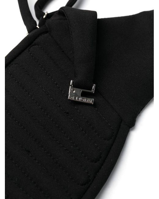Mugler Black Decorative-stitching Bikini Top