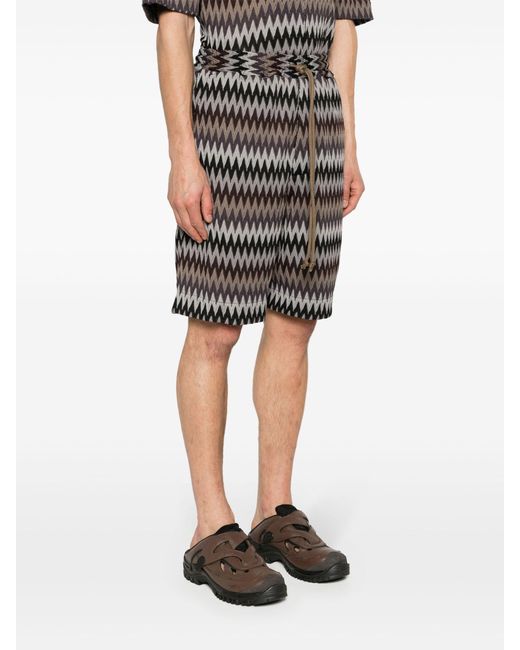 Song For The Mute Black Chevron-knit Elasticated-waist Shorts for men