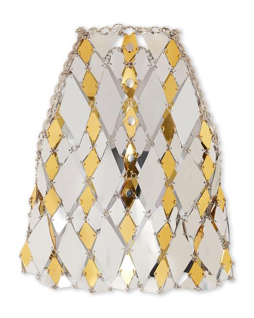 Rabanne Metallic Sparkles Rhombic Paillettes Crop Top - Women's - Polyester/brass