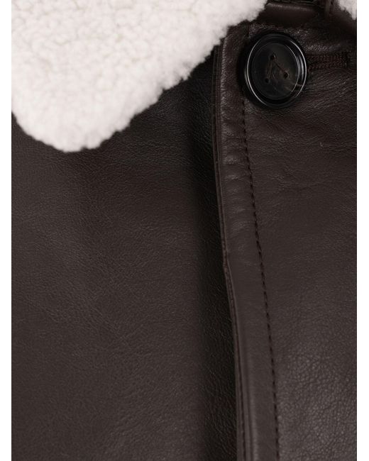Bottega Veneta Gray Contrast-collar Leather Jacket - Women's - Calf Leather