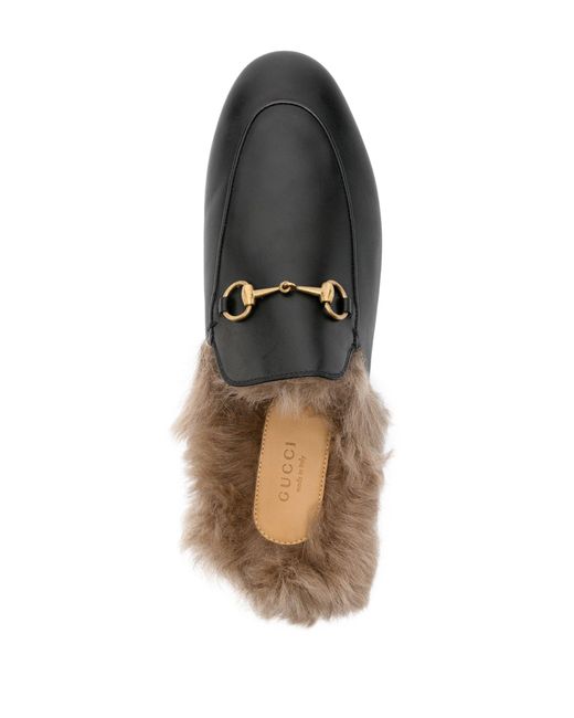Gucci Black Princetown Fur-lined Leather Mule