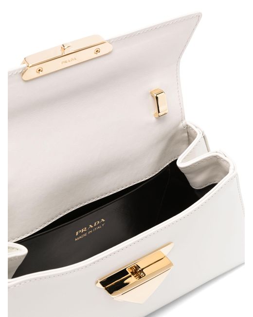 Prada White Triangle-logo Leather Shoulder Bag