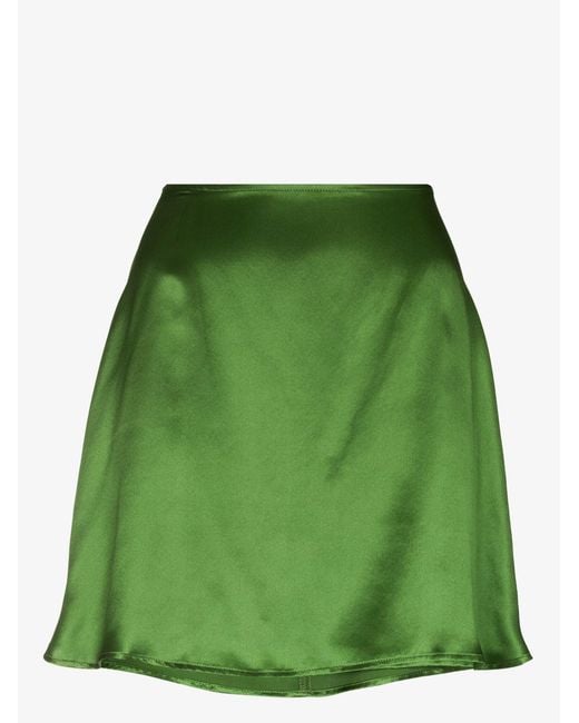 Reformation Green Benson Silk Mini Skirt - Women's - Silk