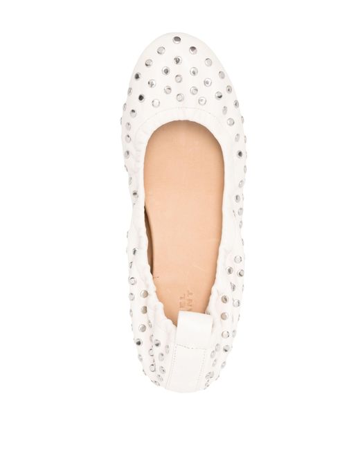 Isabel Marant White Stud-embellished Leather Ballerina Shoes
