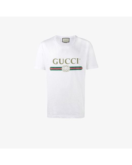 Gucci White Fake Logo T-shirt for men