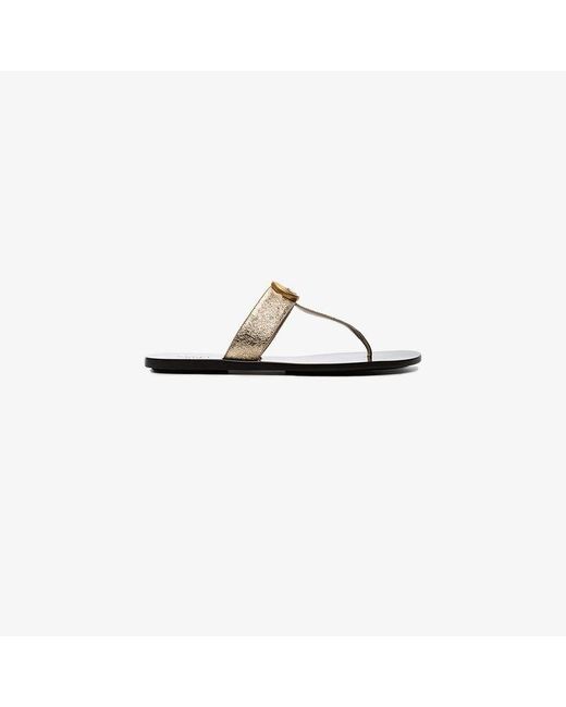 Gucci Metallic Marmont Leather Sandals