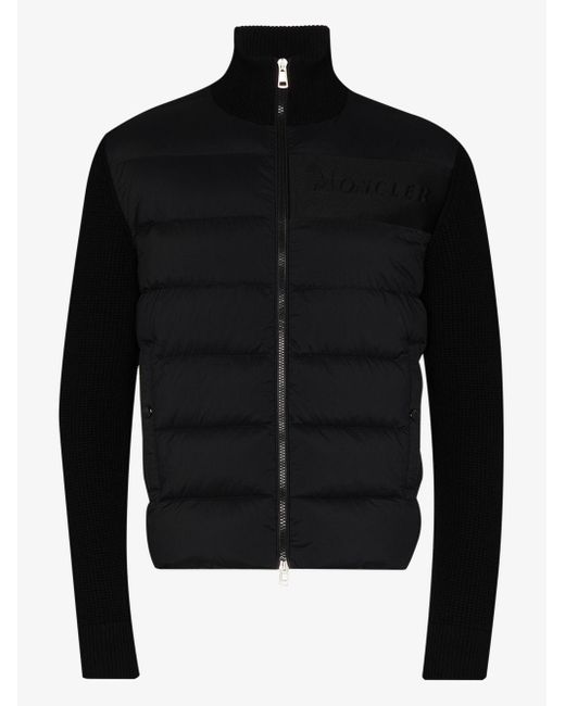 Moncler Wool Padded Hybrid Cardigan Jacket in Black for Men - Lyst