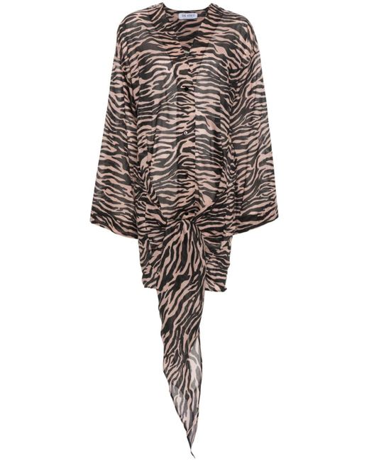The Attico Natural Brown Zebra-print Mini Dress