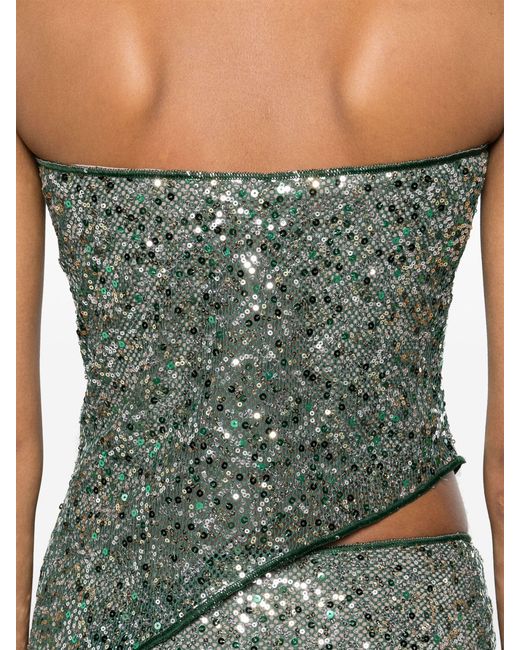 Oseree Gray Sequined Mesh Bandeau Set (set Of Two)