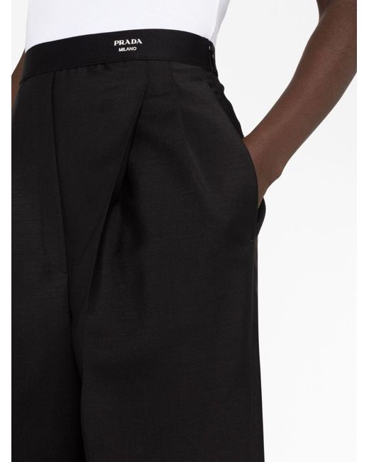 Prada Black Logo-detail Tailored Trousers