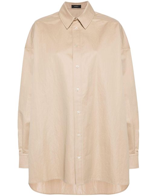 Wardrobe NYC Natural Khaki Beige Gabardine Mini Shirt-dress