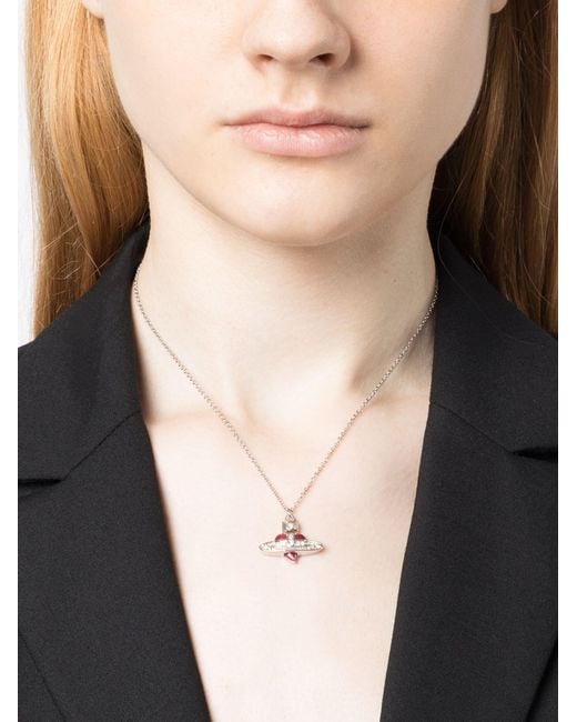 Vivienne Westwood tone New Diamante Heart Pendant Necklace in White Lyst