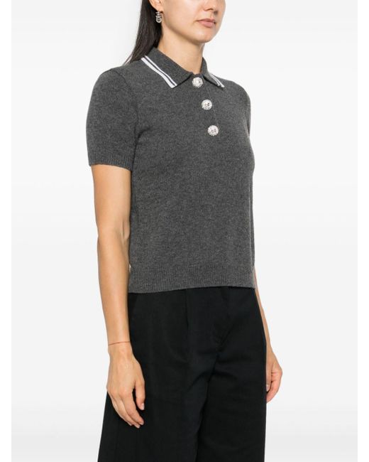 Valentino Garavani Black Knitted Polo Top