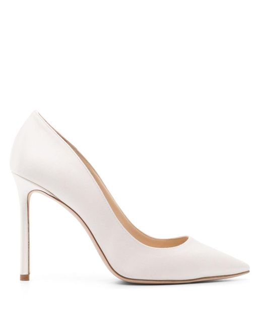 Jimmy Choo Romy 100mm Satin Pumps in White | Lyst