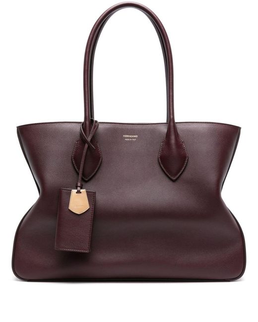 Ferragamo Purple Stella Leather Tote Bag