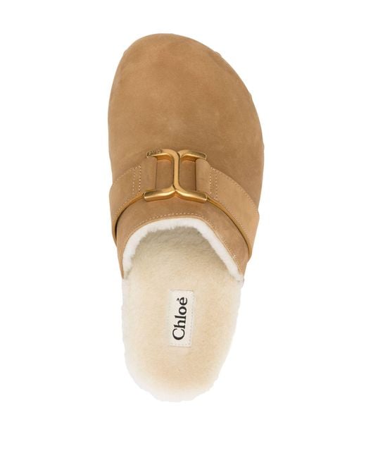 Chloé Natural Neutral Marcie Leather Mules