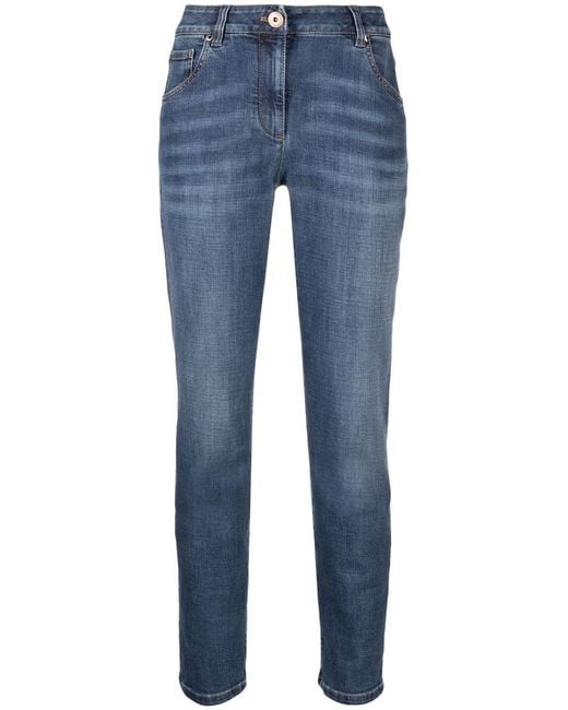 Brunello Cucinelli Blue Distressed-finish Denim Jeans