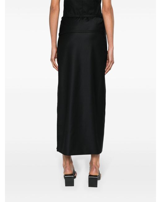 AYA MUSE Black Kura Belted Midi Skirt - Women's - Elastane/polyester/polyamide/virgin Wool