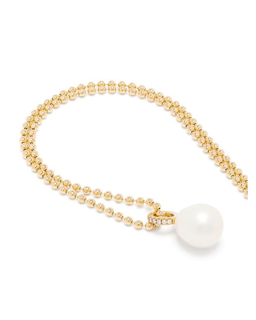 Mizuki Natural 14k Yellow Sea Of Beauty Pearl And Diamond Necklace
