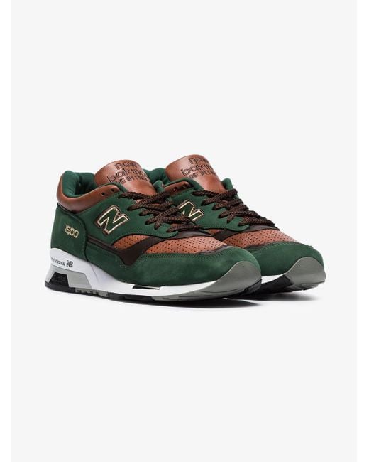 New Balance Green And Brown M1500 Suede Leather Sneakers for men