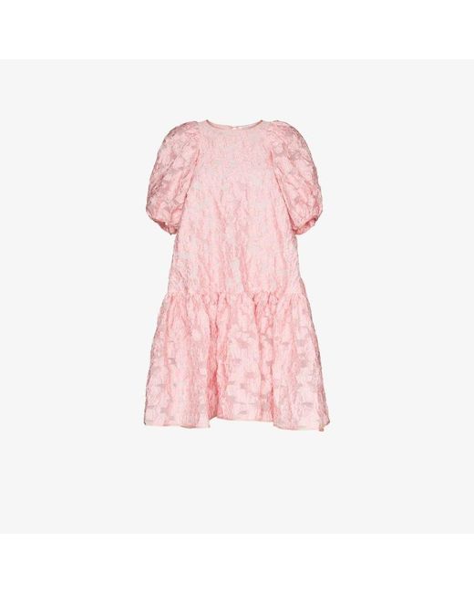 CECILIE BAHNSEN Pink Alexa Embroidered & Fil Coupé Mini Dress