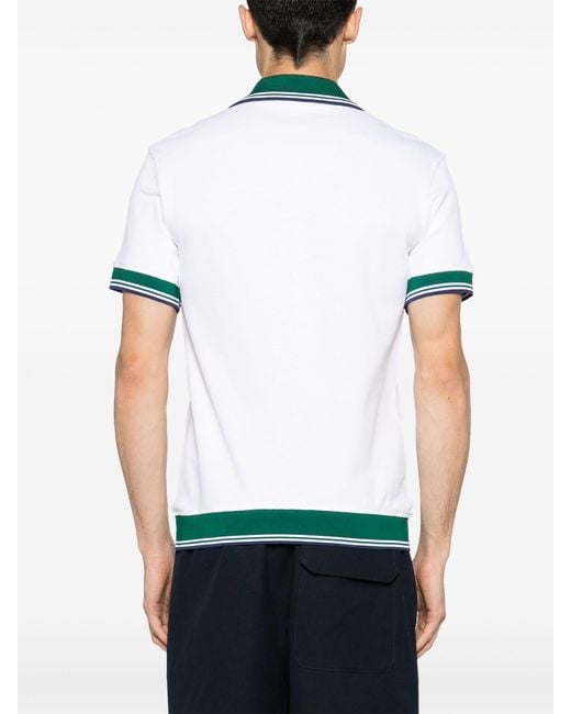 Casablancabrand White And Green Logo Embroidery Polo Shirt - Men's - Cotton/organic Cotton/elastane/viscose for men