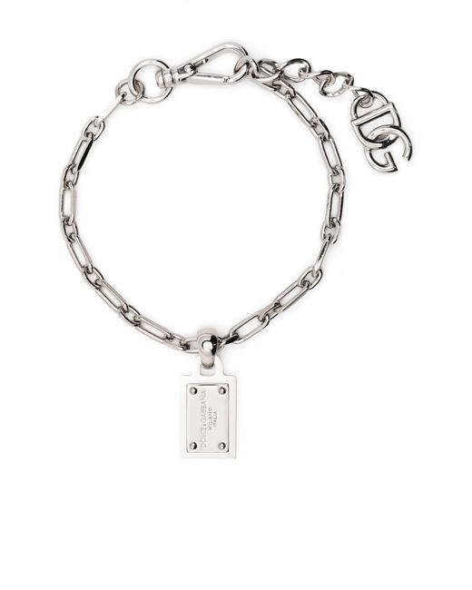 Dolce & Gabbana Metallic Logo-tag Chain-link Bracelet for men