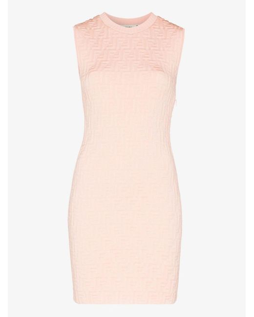 Fendi Embossed Mini Dress in Pink | Lyst