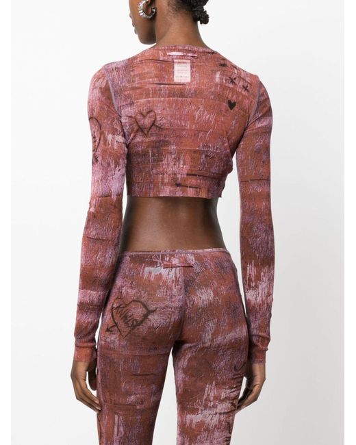Jean Paul Gaultier Pink X Knwls Graphic-print Cropped Top