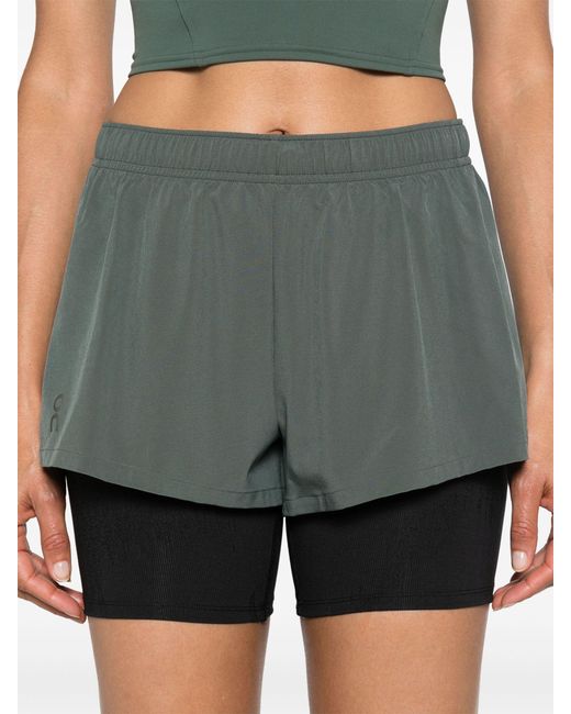 On Shoes Gray And Black Layered Running Shorts