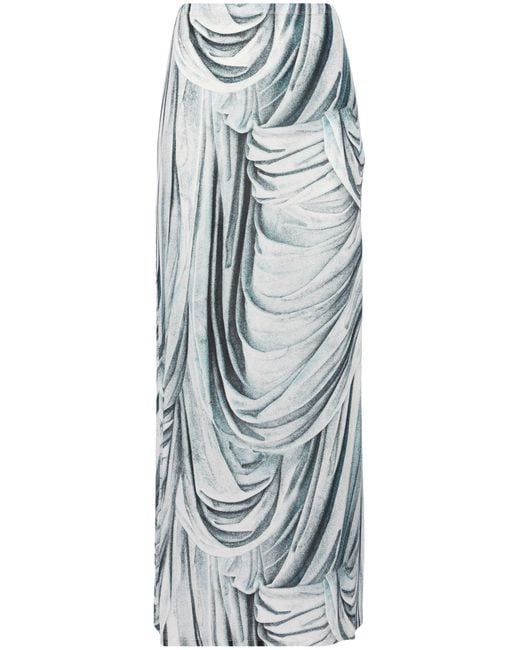 Rabanne Blue Statue-print Midi Skirt - Women's - Elastane/viscose
