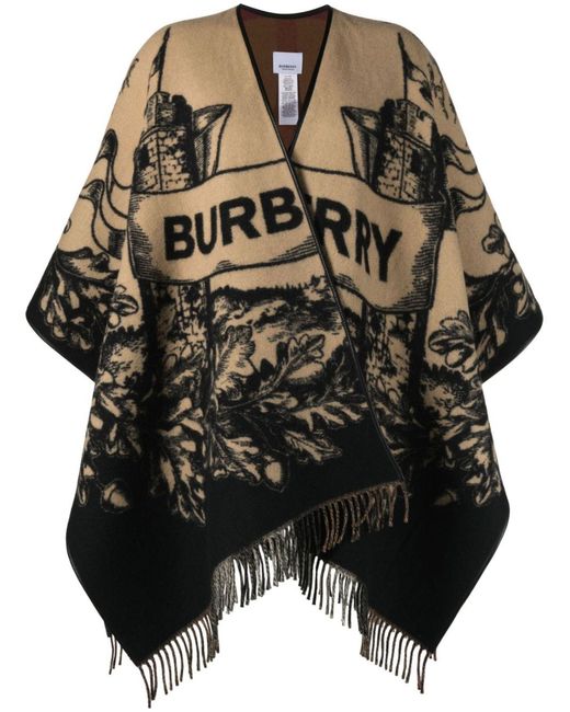 Burberry Black Ekd Patterned Jacquard Cape - Unisex - Wool