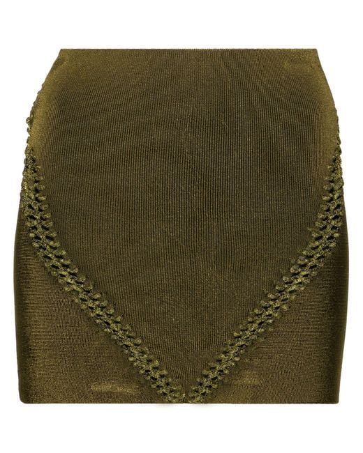Isa Boulder Green Braid-detail Knit Mini Skirt