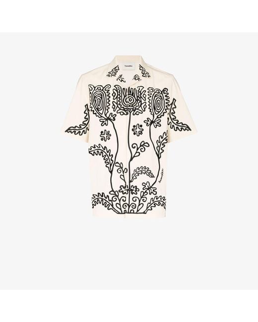 Nanushka Natural Bodil Embroidered Short Sleeve Shirt for men