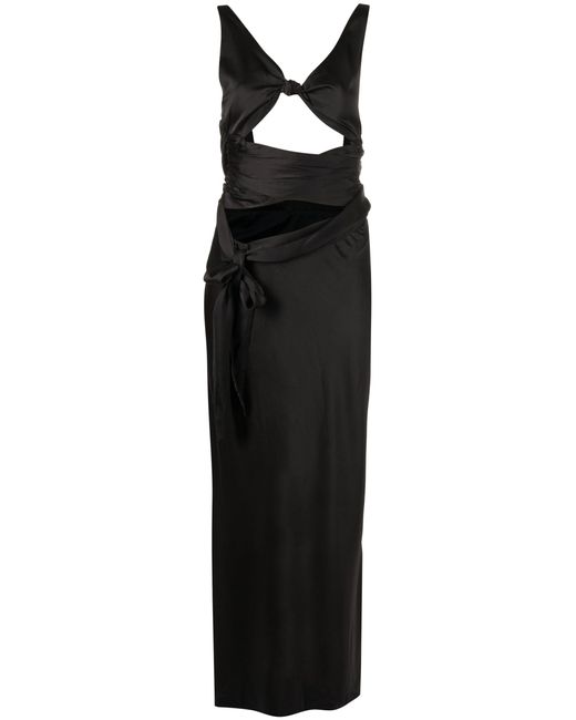 DANIELLE GUIZIO Black Sainte Cut-out Ruched Maxi Dress