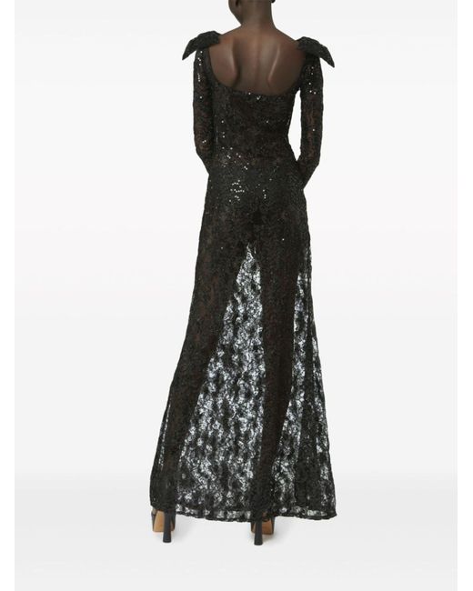 Nina Ricci Black Sequinned Lace Maxi Dress - Women's - Polyamide/polyethylene