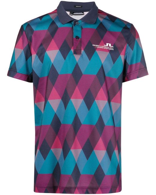 Mens Clothing T-shirts Polo shirts J.Lindeberg Parker Argyle-print Polo Shirt in Blue for Men 