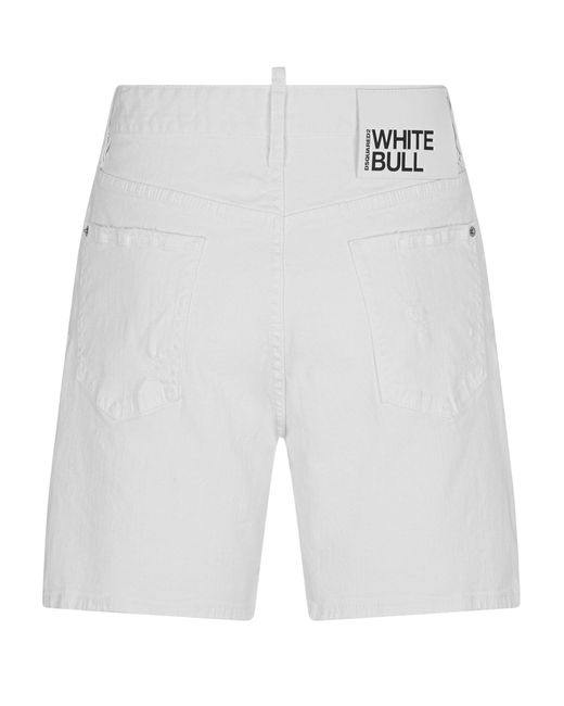 DSquared² Blue White Bull Denim Shorts for men