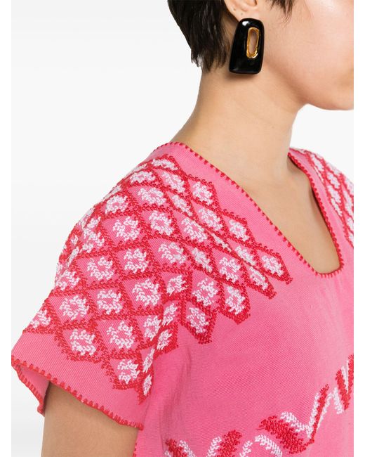 Pippa Holt Pink Embroidered Cotton Kaftan