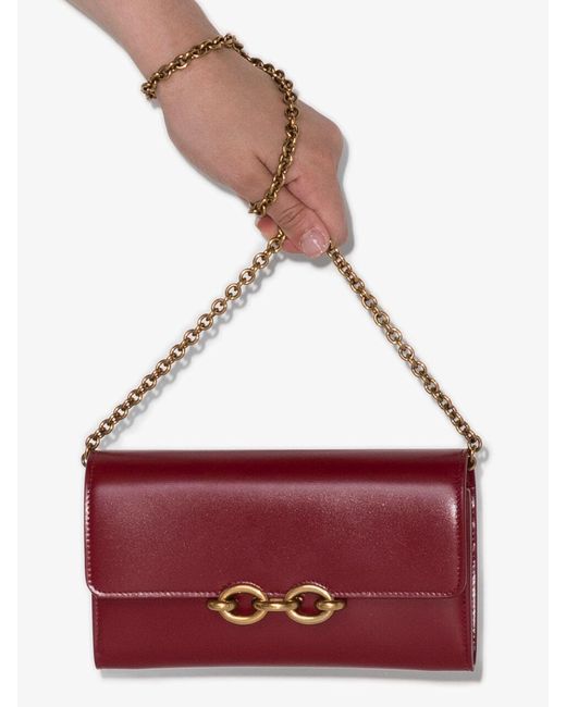 Saint Laurent Red Le Maillon Leather Wallet On Chain - Women's - Leather