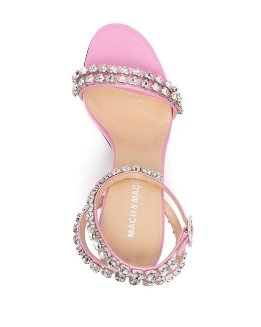 Mach & Mach Pink 100mm Leather Sandals - Women's - Cotton/calf Leather/crystal